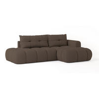 ECKSOFA FLUMA R-S Braun Geflochtener Stoff mit Schlaffunktion - Braun, Holz (274/165cm) - MASSENO