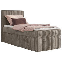 BOXBETT TILIANO 90/200 - Hellbraun Cord - H3 - Visco Topper - Links - Hellbraun, Textil (90/200cm) - MKS
