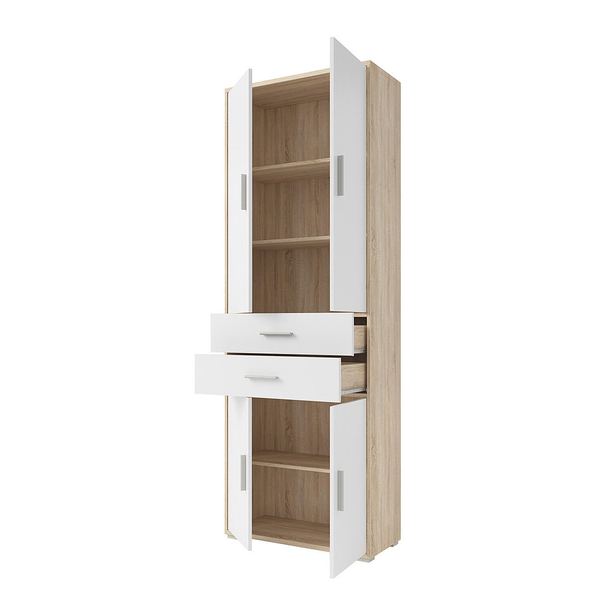 AKTENSCHRANK mit 4 Türen - Eichefarben/Weiß, Holzwerkstoff (79/220/35cm) - home24