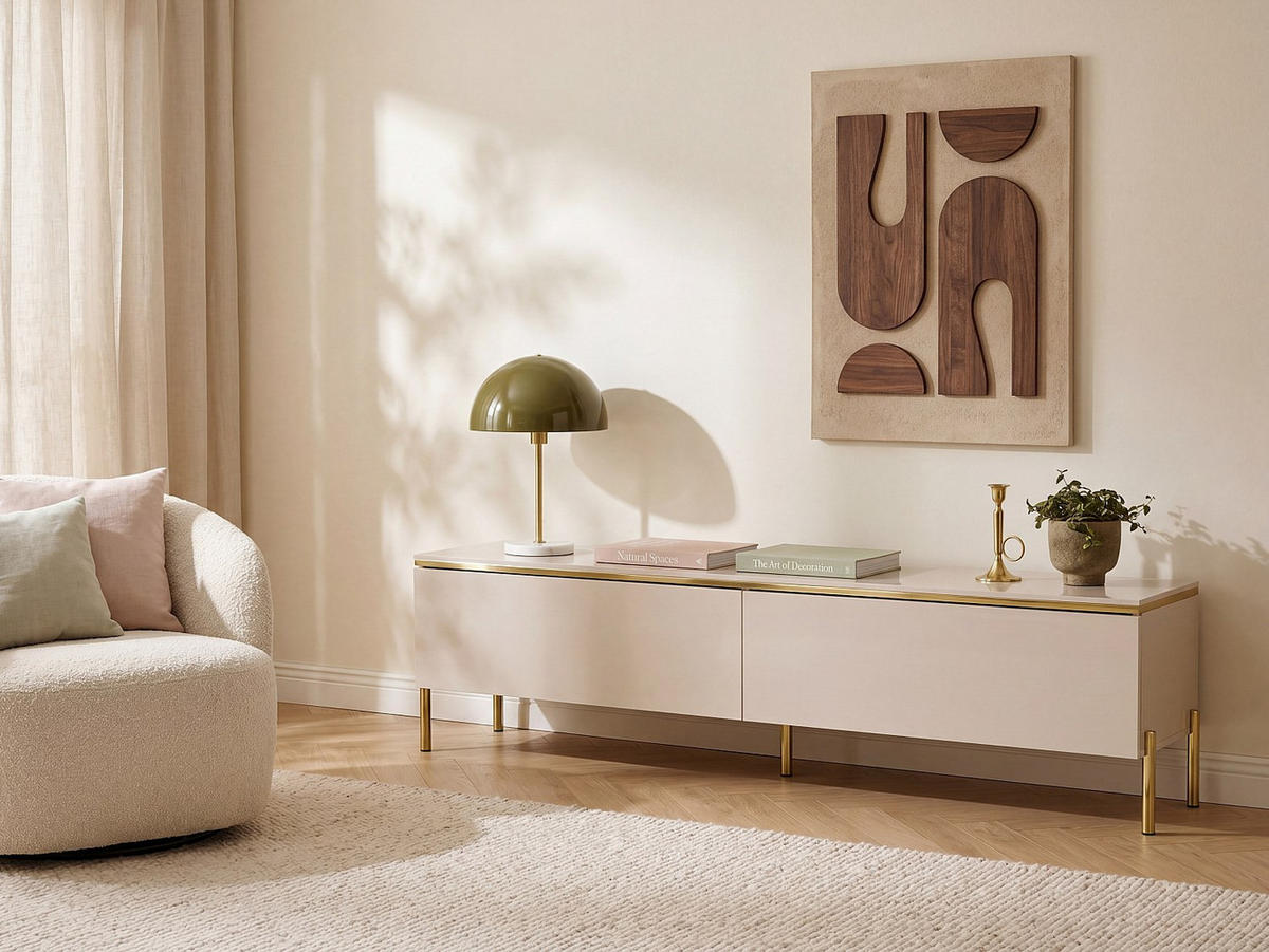 TV-BOARD - 180 cm x 39.6 cm - Holz, Platte - Beige VUKIA - Beige, Holz (180/46.8/39.6cm) - Vente-Unique