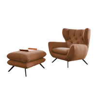 SESSEL CHARME Braun Cord - Schwarz/Braun, Textil/Metall (100/106/95cm) - KAWOLA