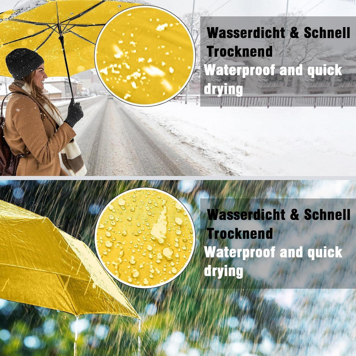 REGENSCHIRM Automatik Sturmfest 102 cm Spannweite Gelb - Gelb, Textil (6/6cm)