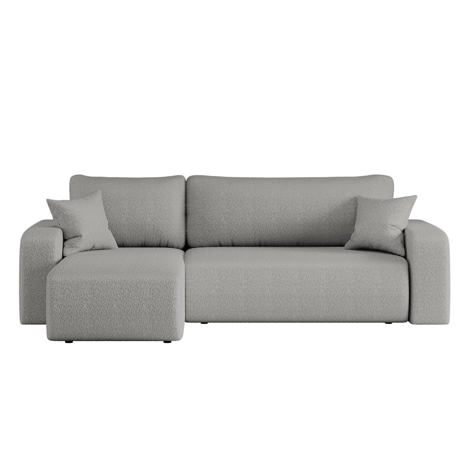 ECKSOFA L-FORM Schlaffunktion Und Bettkasten Eckcouch MILANO L Stoff Quelle Grau Rechts - Grau, Holz/Textil (244/142cm) - Kaiser Möbel