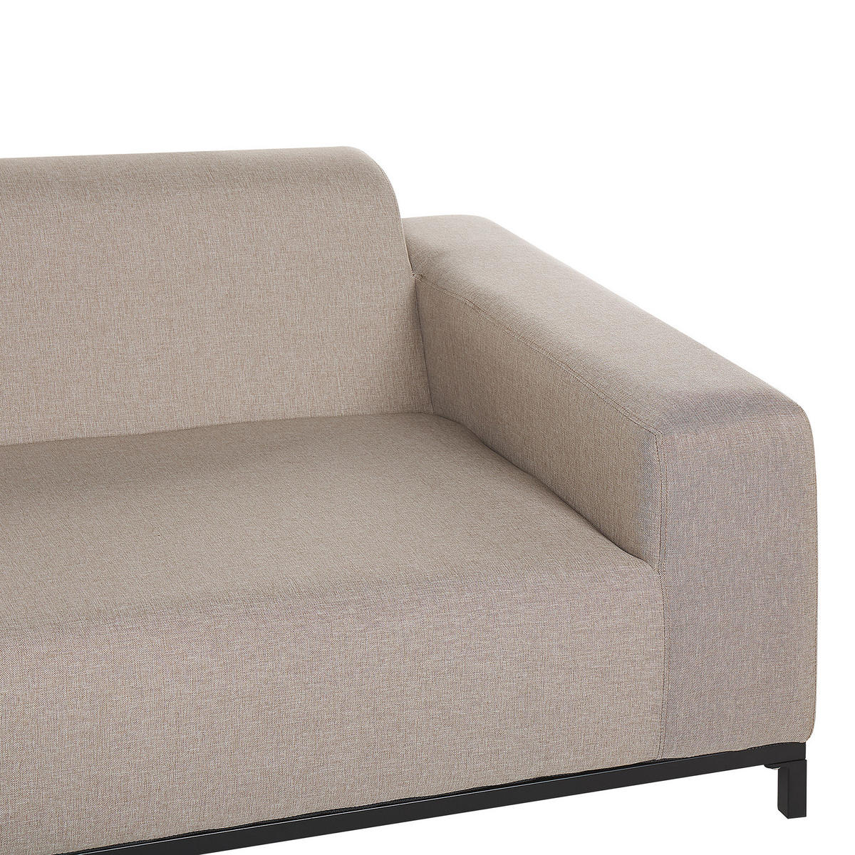 GARTENSOFA 3-Sitzer beige/schwarzes Gestell Rovigo - Beige/Schwarz, Textil (186/68/84cm) - Beliani