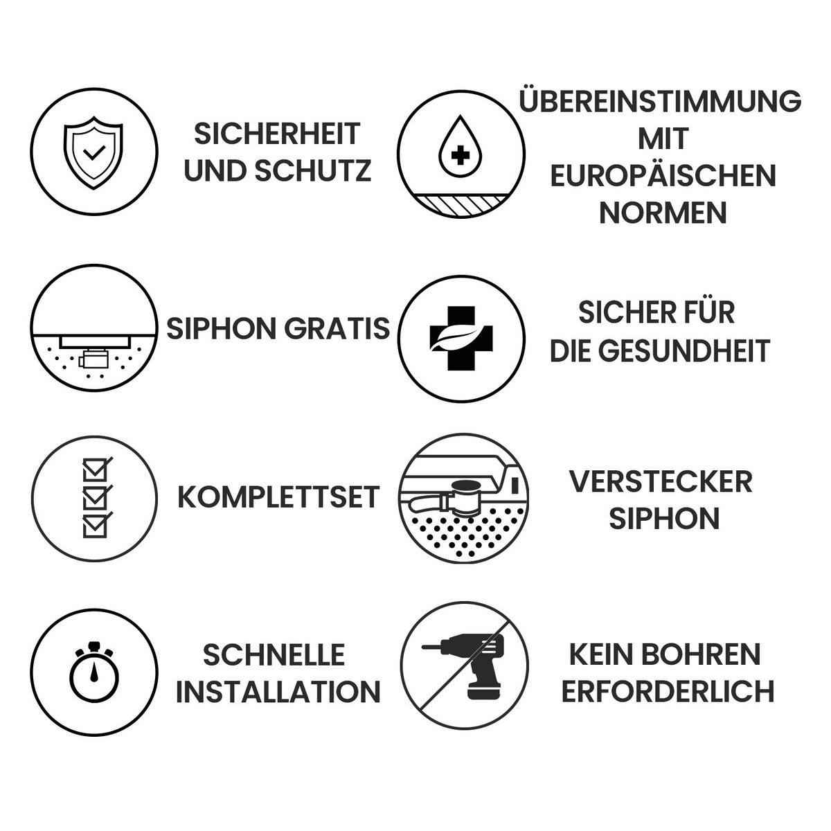 DUSCHWANNE vidar halbrund Steinoptik, 2-tlg. Set mit Ablaufgarnitur, 80/80/3,2 cm - Weiß, Kunststoff (80/3.2/80cm) - bad land