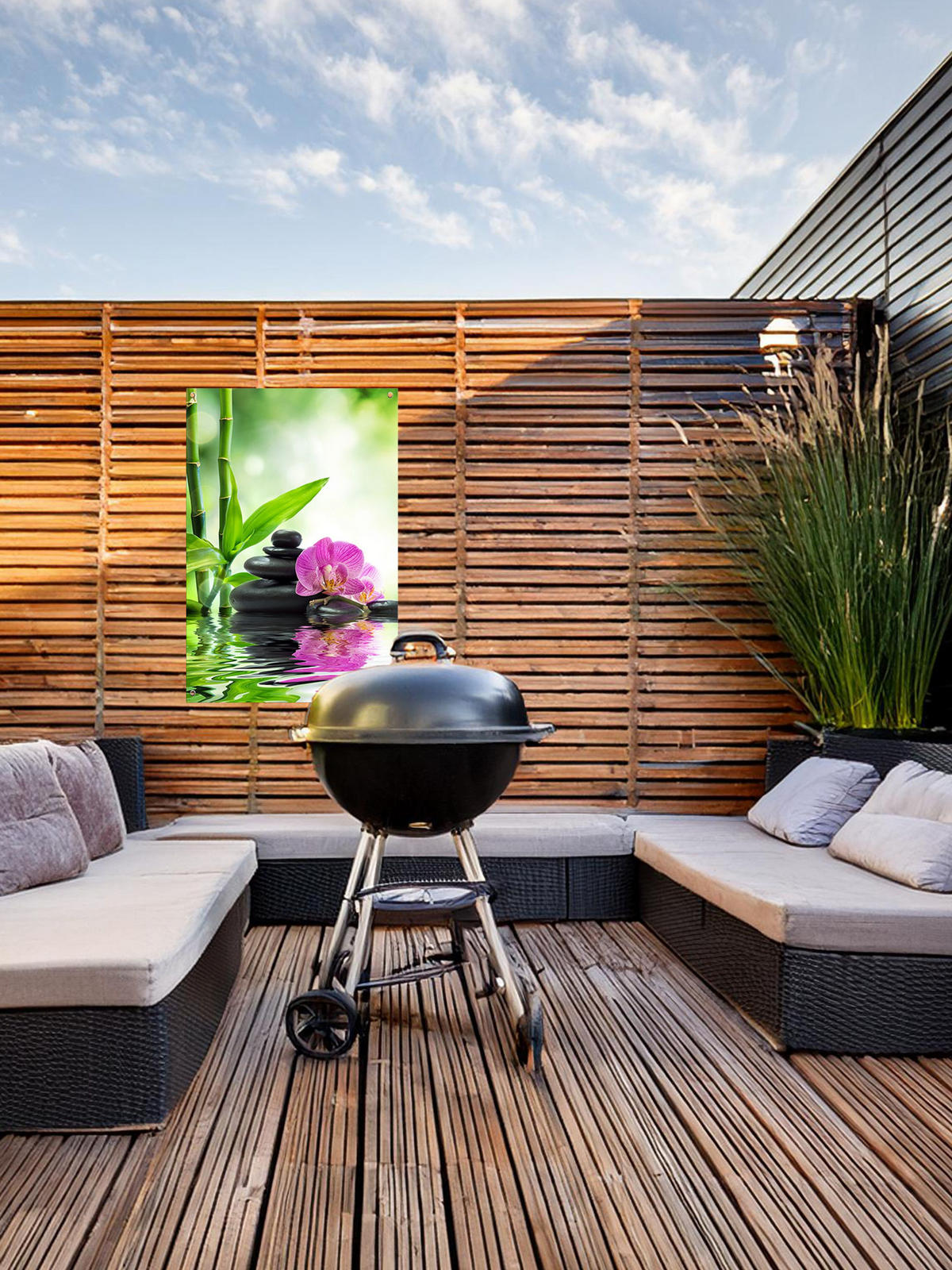 GARTEN-POSTER 90x60 cm Gartendeko: Zen - Rosa, Kunststoff (60/90/2cm) - artissimo