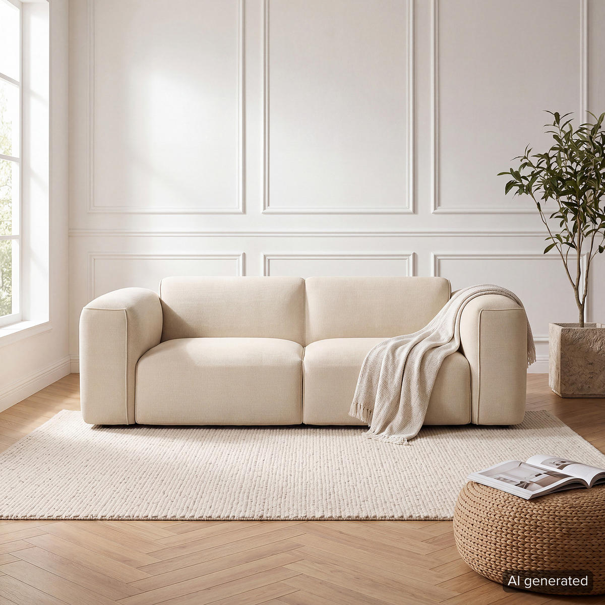 2-SITZER SOFA - Beige/Schwarz, Kunststoff/Textil (220/71/102cm) - home24