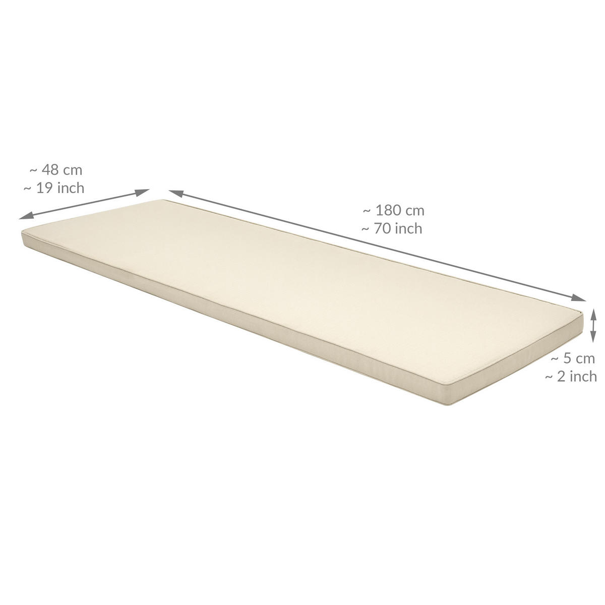 BANKAUFLAGE Base BK 180/48/5 cm Natur - Sandfarben, Textil (48/5/180cm) - Beautissu 