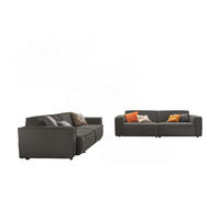 SITZGRUPPE SAMU Grau Webstoff (2er-Set) - Schwarz/Grau, Kunststoff/Textil (256/72/106cm) - KAWOLA