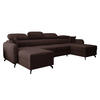 WOHNLANDSCHAFT Ribella 5 Schokobraun 345/180/100 cm mit Schlaffunktion - Schwarz/Braun, Textil/Metall (345/100/180cm) - AX Living