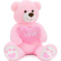 XXXL Kuscheltier Teddybär mit Herz 90 cm Rosa - Rosa, Textil (45/90cm)