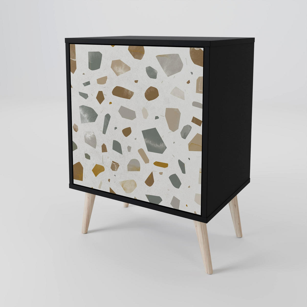 SIDEBOARD PIECES OF TOMORROW, Schwarz, 57,5x42x67,5 cm, Schwarze Metall-Rahmenfüße - Multicolor/Schwarz, Holzwerkstoff/Metall (57.5/67.5/42cm) - SpaceRebels