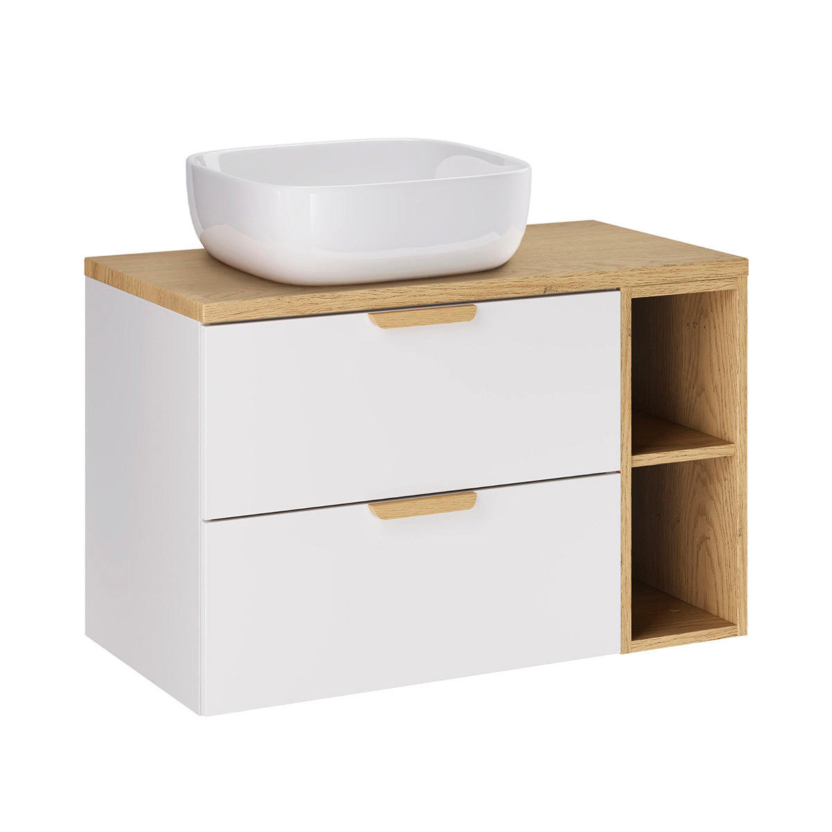 BADMÖBEL 80.6cm Oria 2er-Set Weiß - Weiß, Holzwerkstoff (80.6/50/46.5cm) - Petits-meubles
