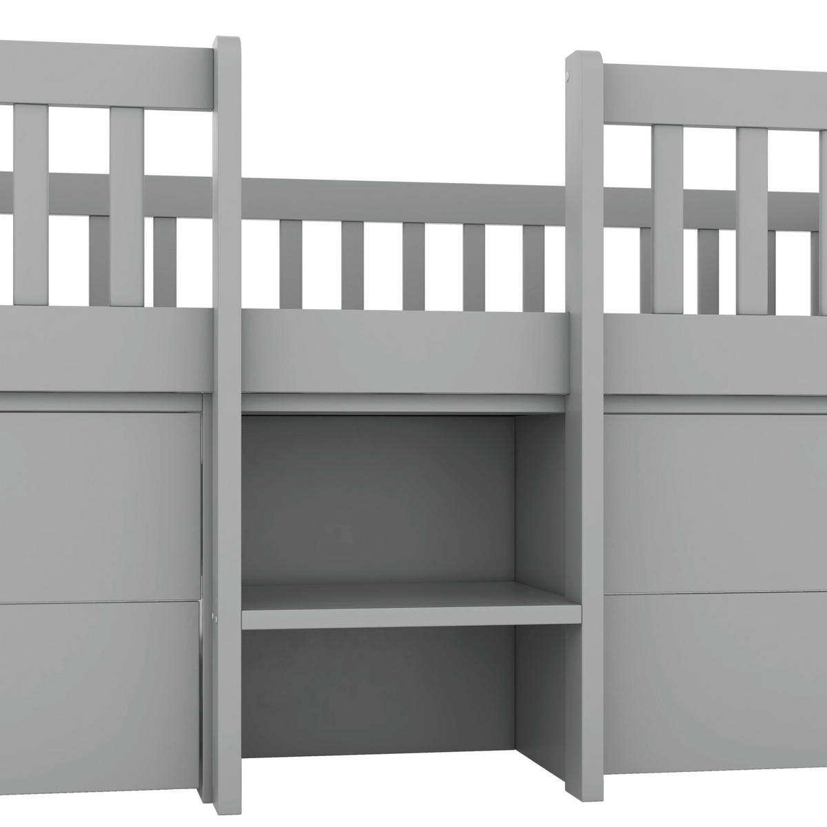 VISOKA postelja 90/200 cm siva s 4 predali in lestvijo iz bora in MDF - siva, les (90/200cm) - OKWISH