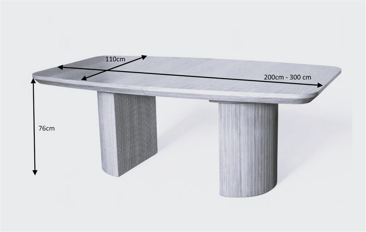 ESSTISCH LINEA Ausziehbar 200 - 300 / 110 x 76 cm - Eichefarben/Schwarz, Holz (200/110/76cm) - MASSENO