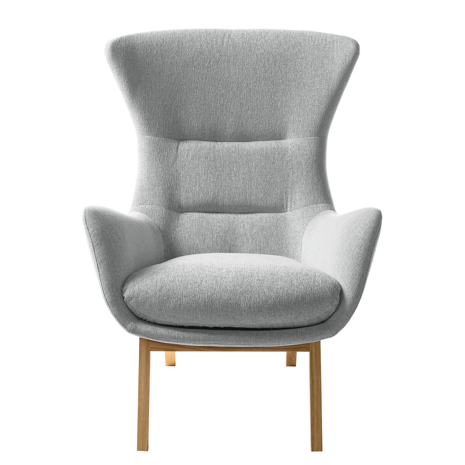 SESSEL mit Holzfüßen - Eichefarben/Hellgrau, Eichenholz/Textil (84/99/96cm) - home24