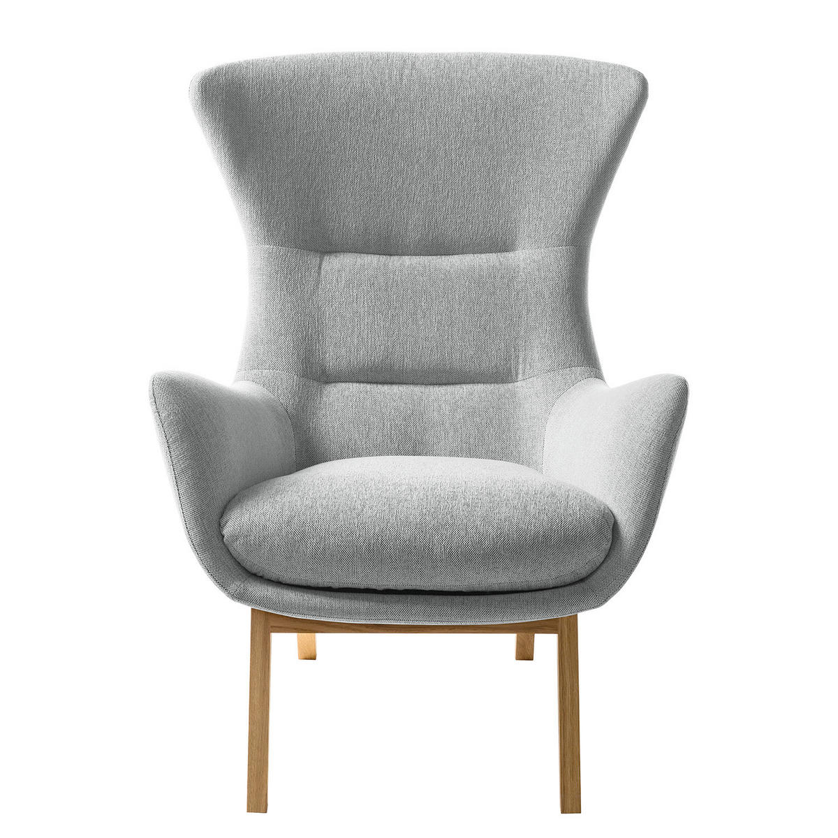 SESSEL mit Holzfüßen - Eichefarben/Hellgrau, Eichenholz/Textil (84/99/96cm) - home24