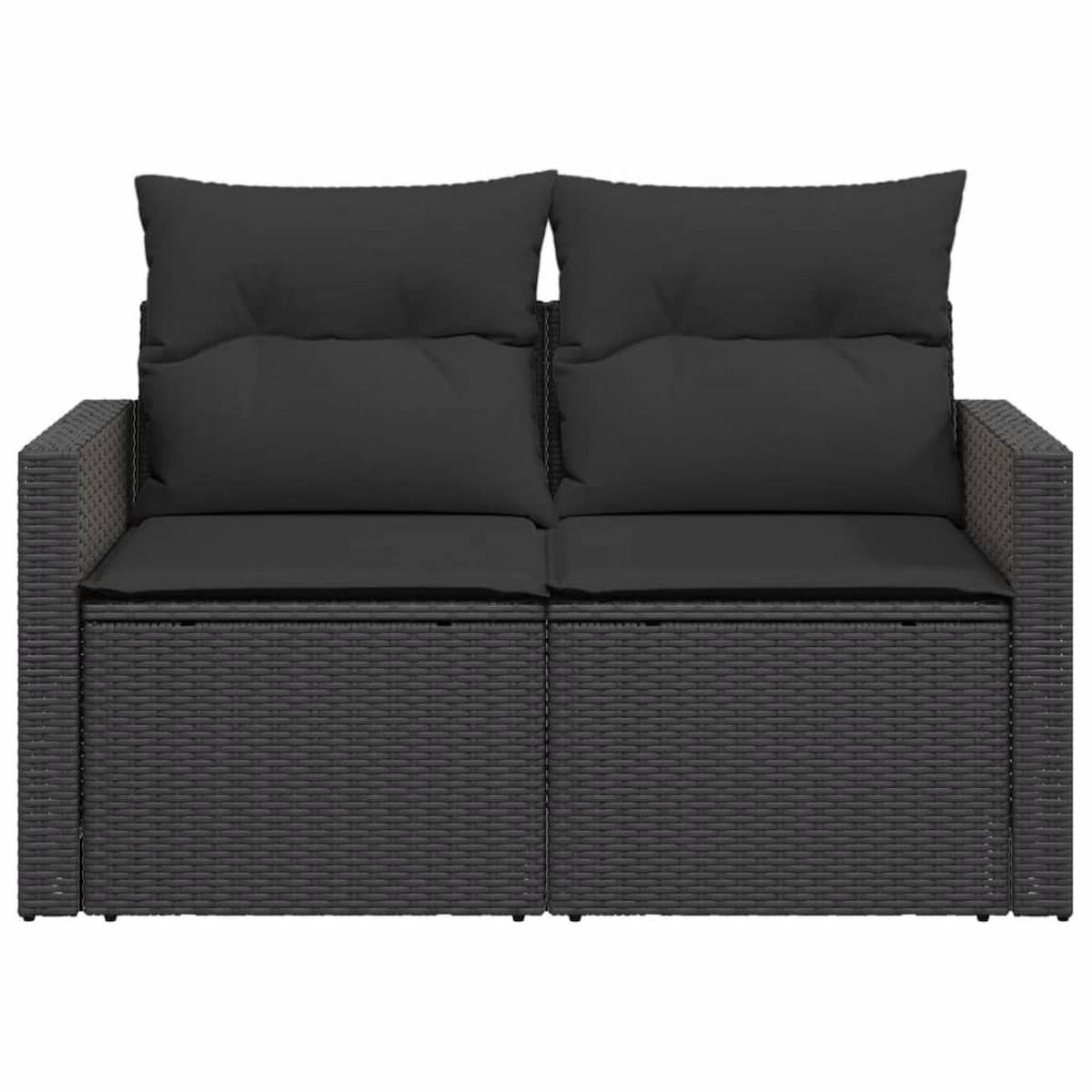 GARTENSOFA Mit Kissen 2-Sitzer Schwarz Poly Rattan - Schwarz, Kunststoff (124/69/62cm) - vidaXL