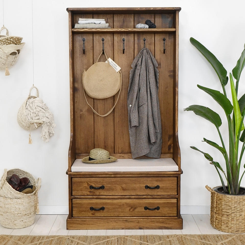 GARDEROBENSCHRANK aus Massivholz Rustyk - Dunkelbraun/Beige, Holz (100/190/40cm) - Seart