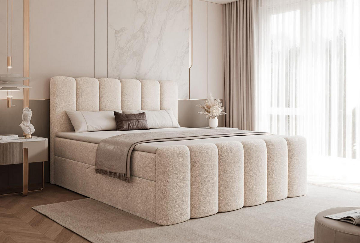 BOXBETT 140x200 Hellbeige BUBBLE - Beige, Holzwerkstoff (140/200cm) - Compleo24