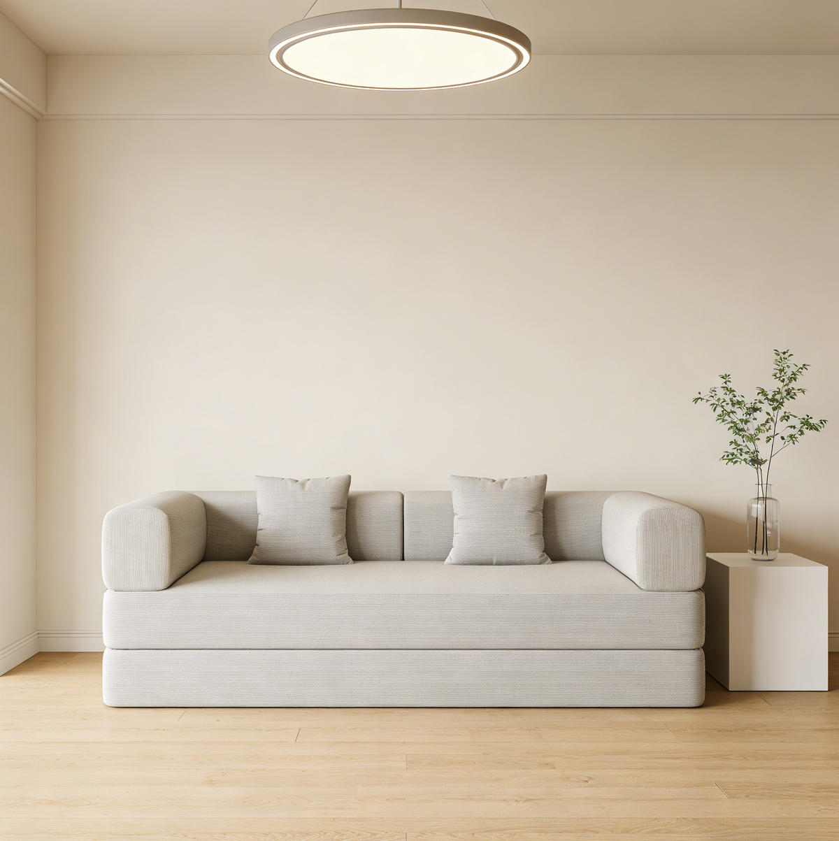 SOFA-BETT 3-Sitzer aus Corduroy Off White - Weiß, Kunststoff (100/70/200cm) - Meubliv