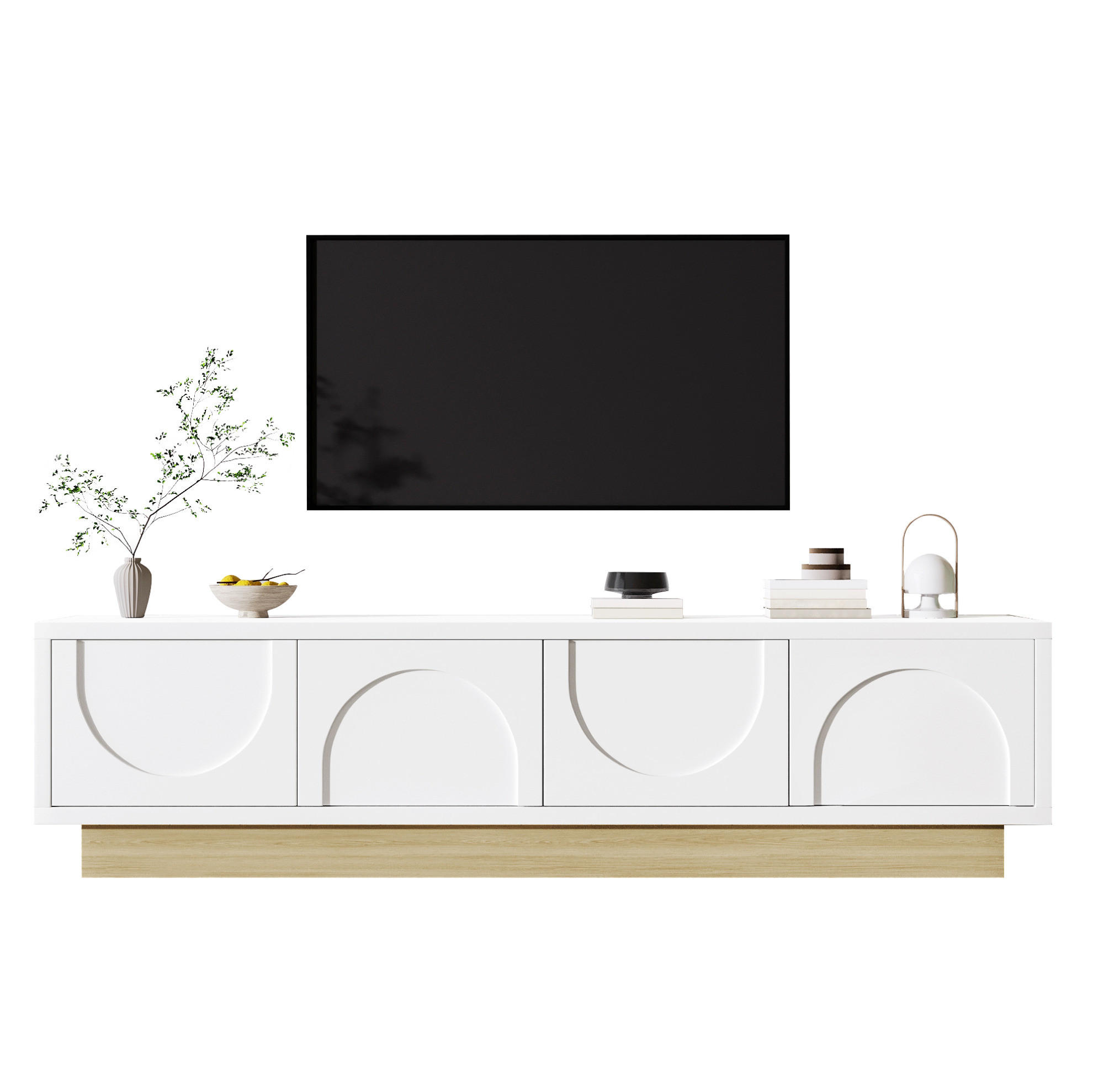 TV-ELEMENT mit 4 Türen 175 x 40 cm MDF Weiß - Weiß, Holzwerkstoff (40/41.5/175cm) - Beauniv