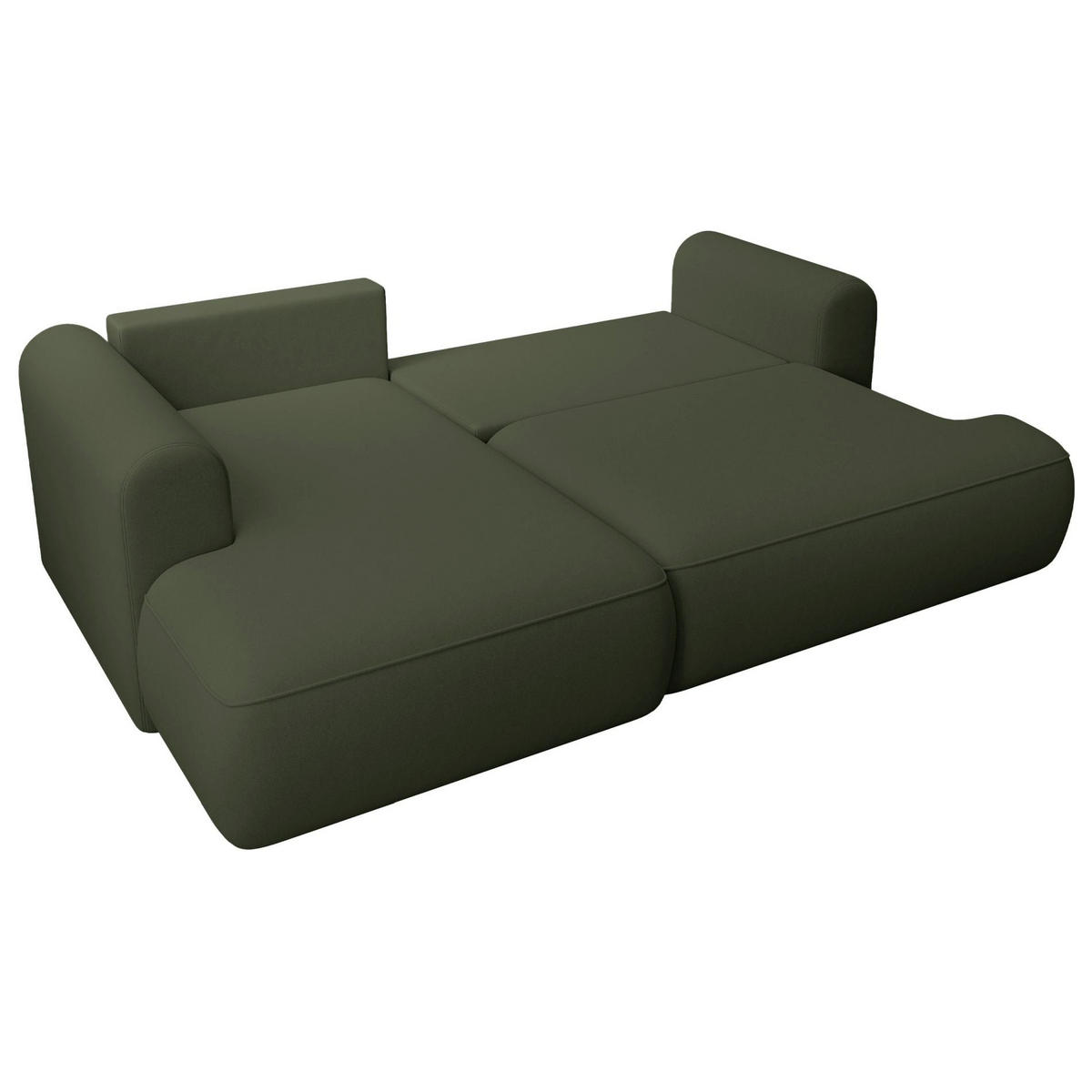 ROHOVÁ rozkládací pohovka Ovo Mini olivově zelená, sametový potah Easy-Clean - černá/olivově zelená, textil/plast (238/156cm) - Selsey