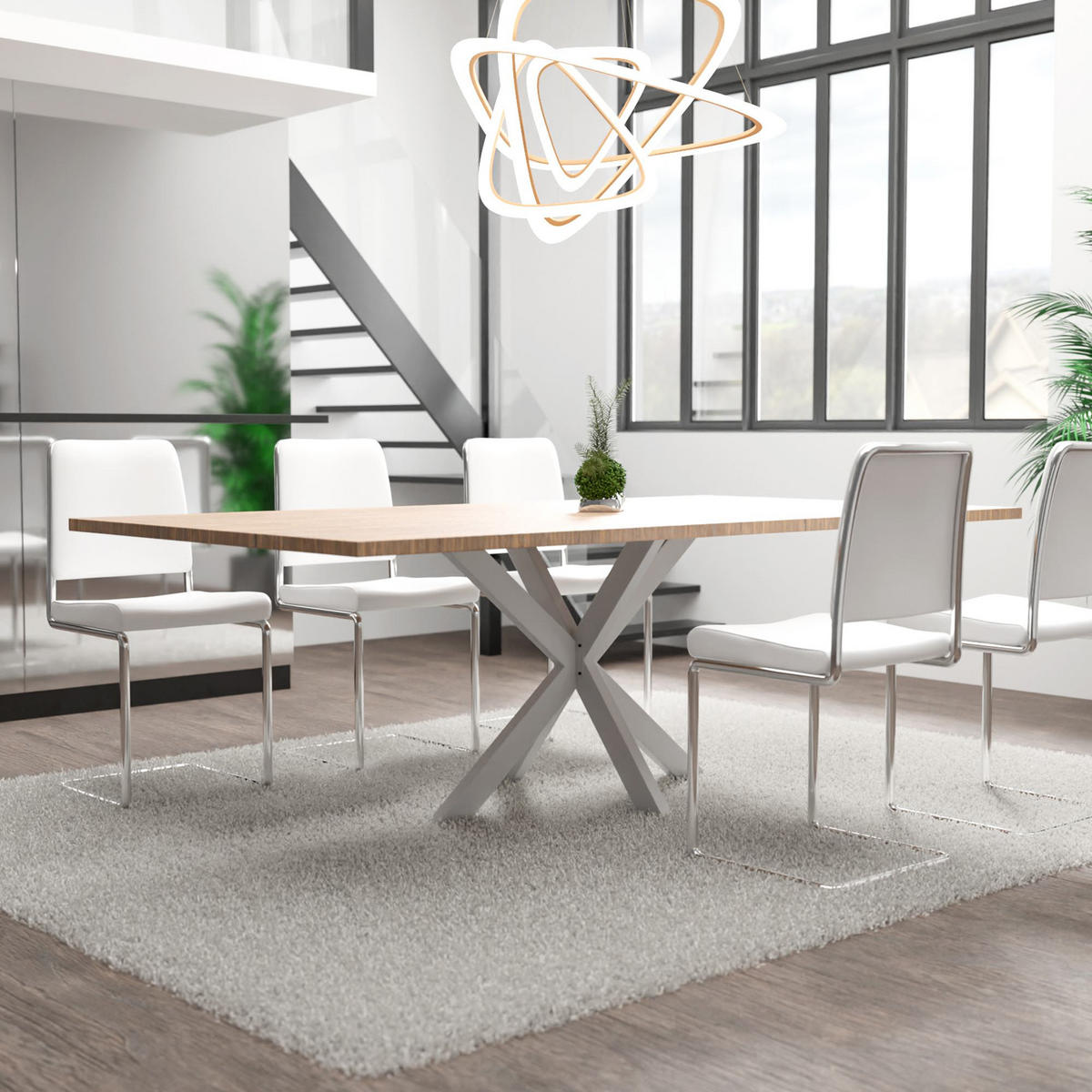 TISCHBEIN eckig 68/120/71 cm Metall weiß - Weiß, Metall (68/71/120cm) - CLP