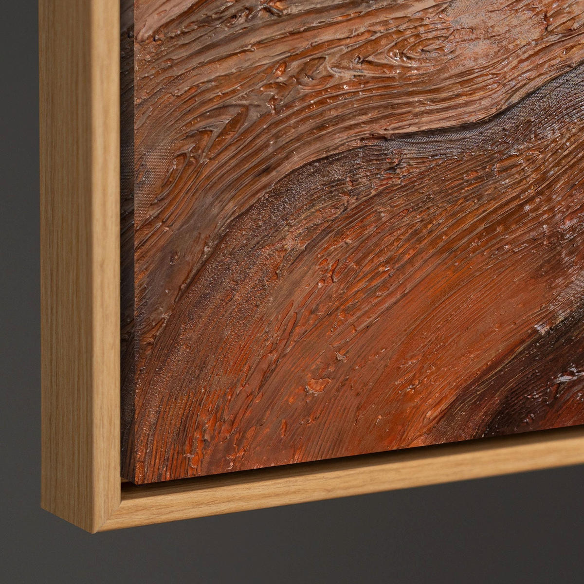 GEMÄLDE Atem des Baumes Schattenfugenrahmen Eichefarben 120x80 cm - Eichefarben, Holz (120/80cm) - YS-art gallery