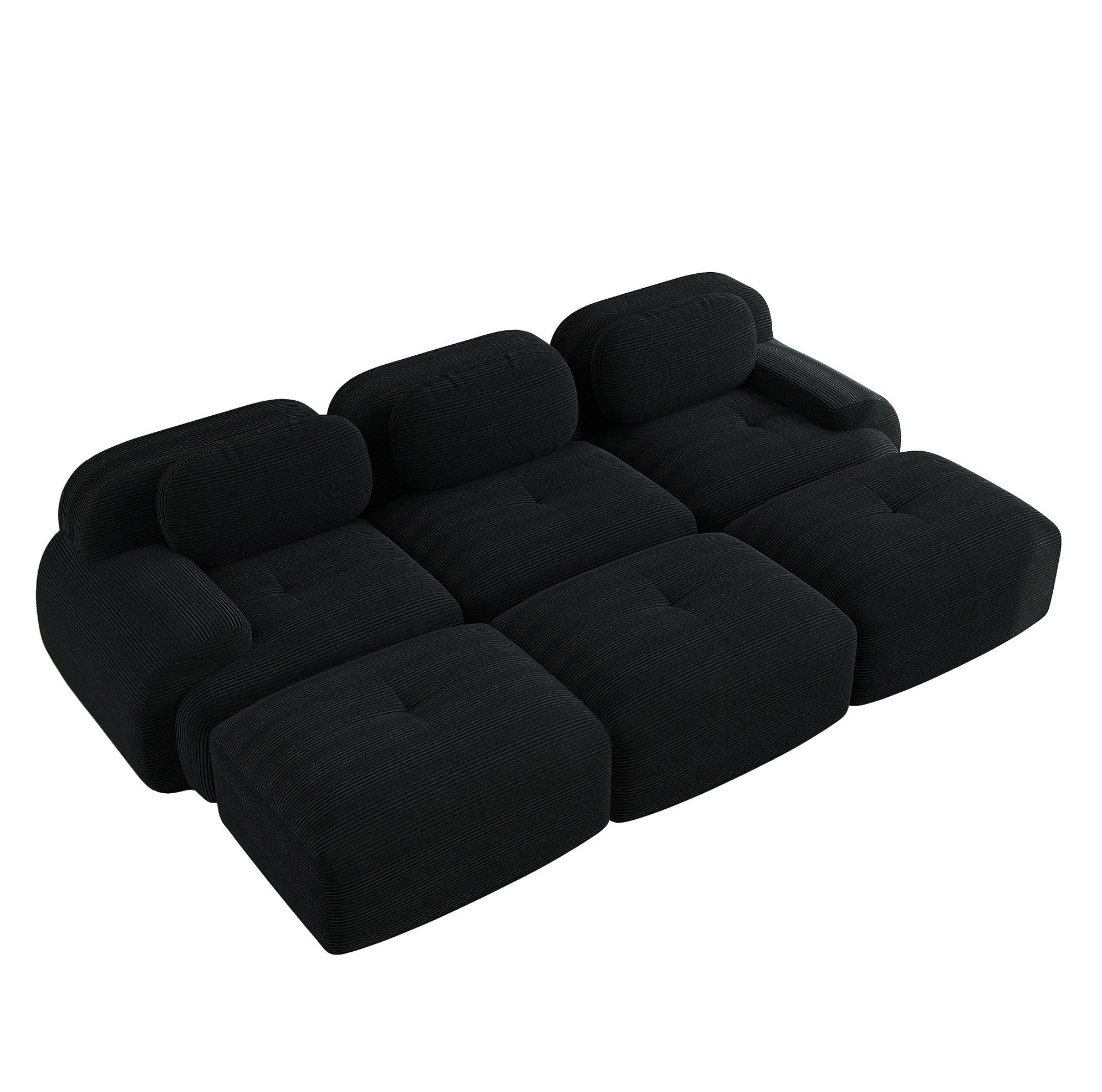 Flora Grace Sofa Schwarz 178x70x298 cm