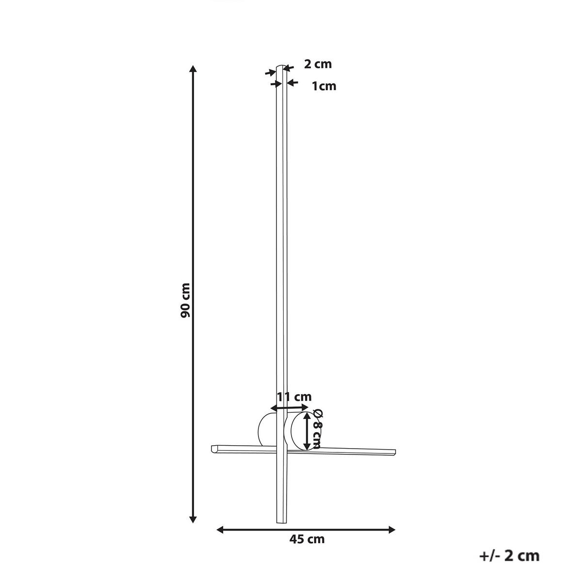 LED WANDLAMPE Gold/Schwarz Nuevo - Goldfarben/Schwarz, Metall (45/90/11cm) - Beliani