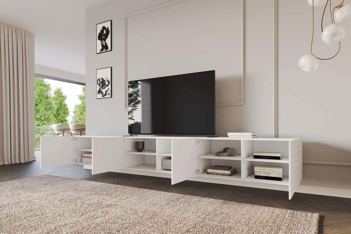 LOWBOARD VIRA-W 3x100x40x41 cm - Weiß - Weiß, Holzwerkstoff (300/40/41cm) - ALTDECOR