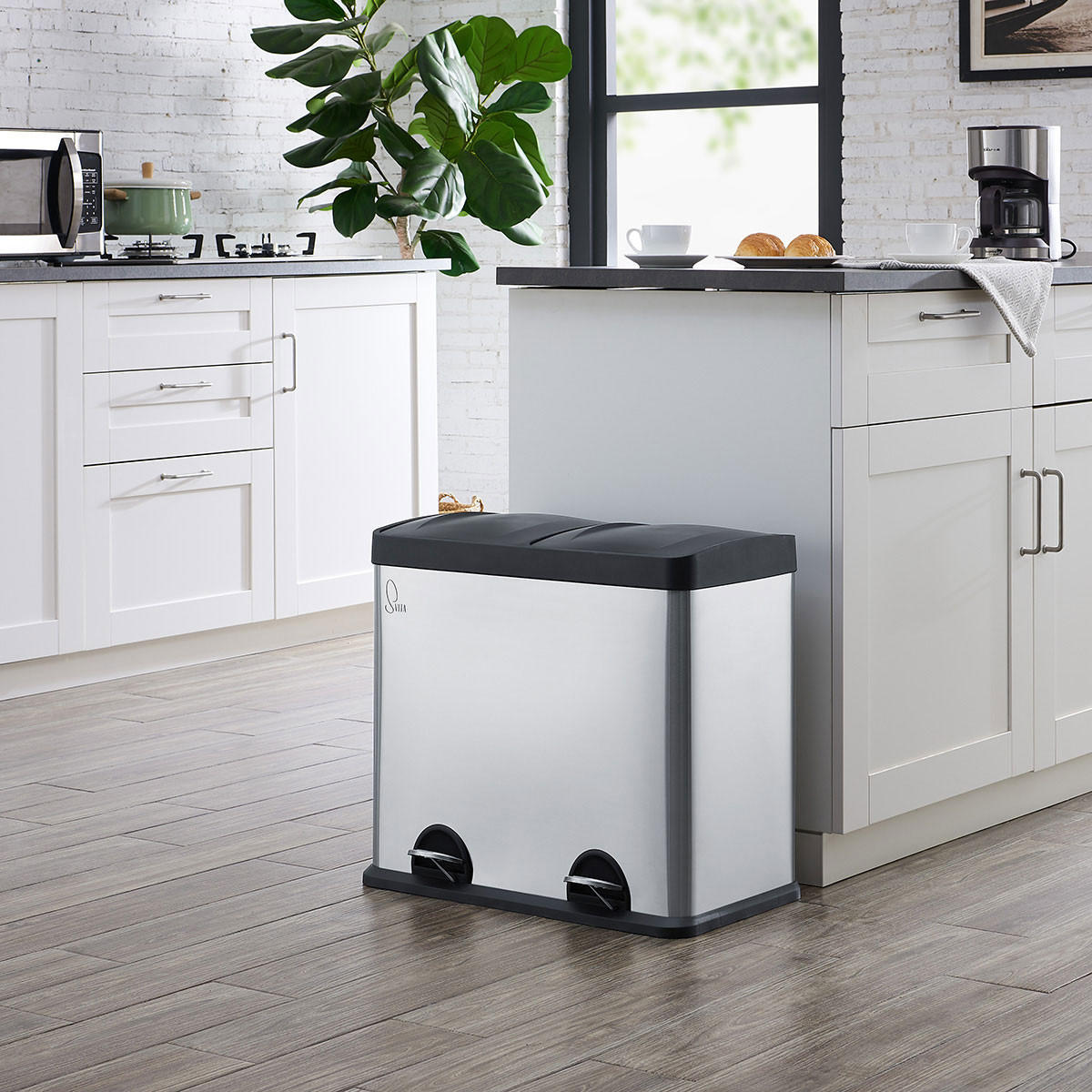 MÜLLEIMER T2X24 Silber - Silberfarben, Metall (59/54/33cm) - SVITA