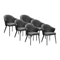 STUHL mit Armlehnen 6er-Set - Leder & Stahl - Schwarz - MIBELLY - Schwarz, Leder (62.5/84/58cm) - Vente-Unique