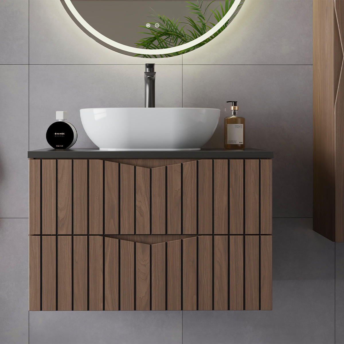 WASCHTISCHUNTERSCHRANK 80.6cm Siena Holz und Schwarz - Schwarz, Holzwerkstoff (80.6/52.2/46.5cm) - Petits-meubles