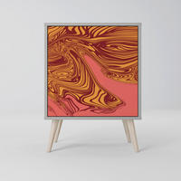 SIDEBOARD FLOATING THOUGHTS, Grau, 57,5x42x77,5 cm, Schräge Buchenholzfüße - Buchefarben/Multicolor, Holzwerkstoff/Buchenholz (57.5/77.5/42cm) - SpaceRebels