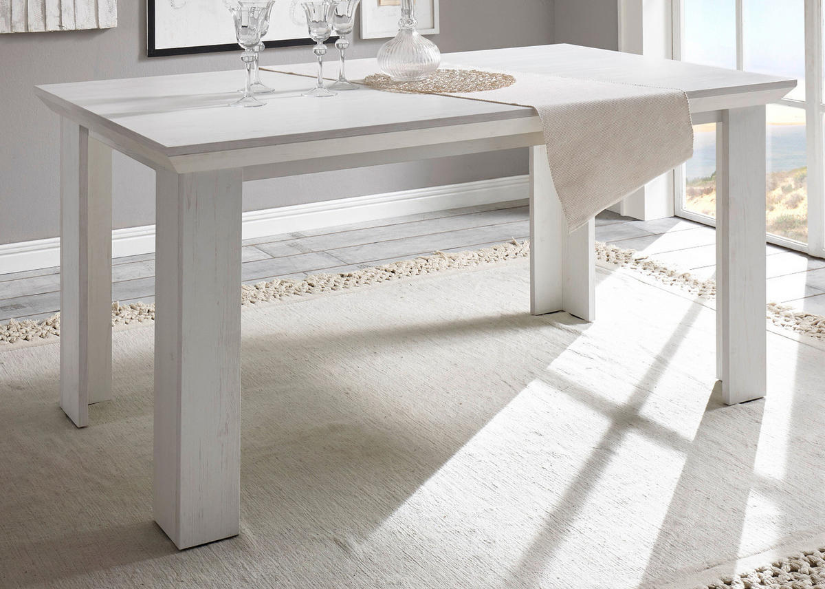 ESSTISCH Pinie weiß 160 x 90 cm, Küchentisch im Landhaus-Stil - Weiß, Holzwerkstoff (158/88/76cm) - Furn.Design