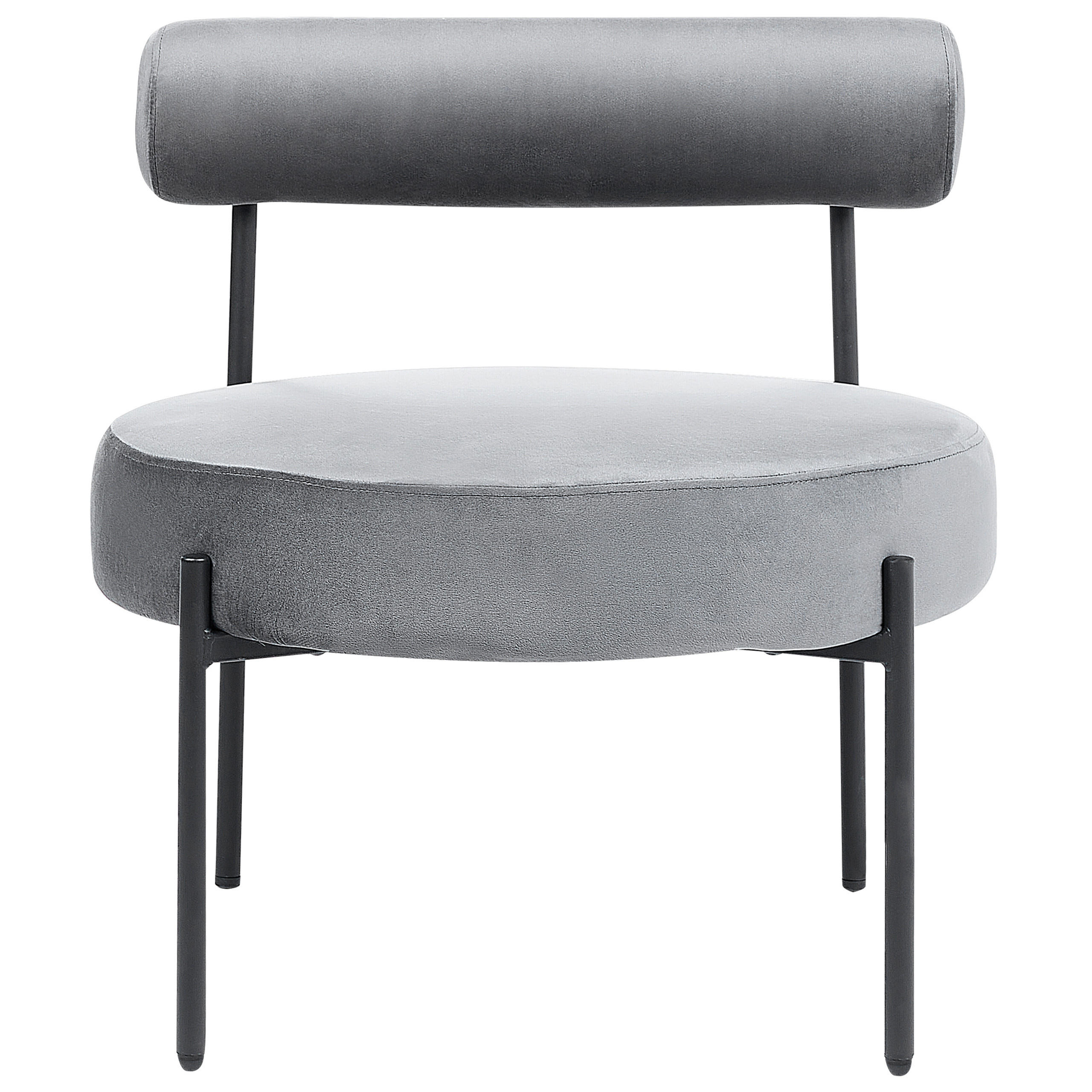 SESSEL Samtstoff Grau/Schwarz Alpha - Grau, Textil/Metall (60/66/60cm) - Beliani