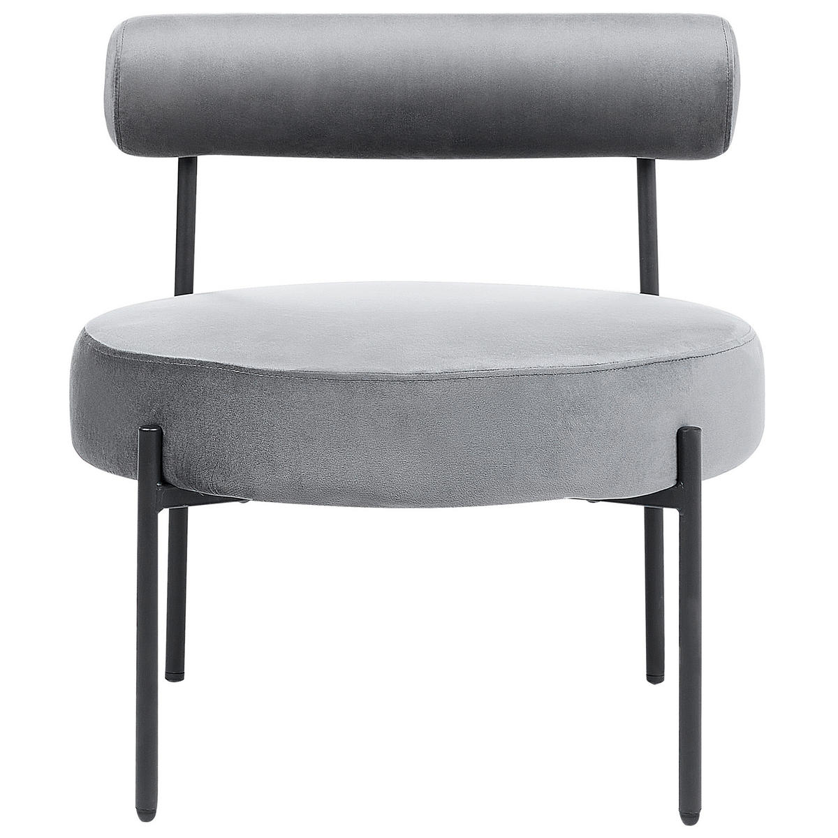 SESSEL Samtstoff Grau/Schwarz Alpha - Grau, Textil/Metall (60/66/60cm) - Beliani