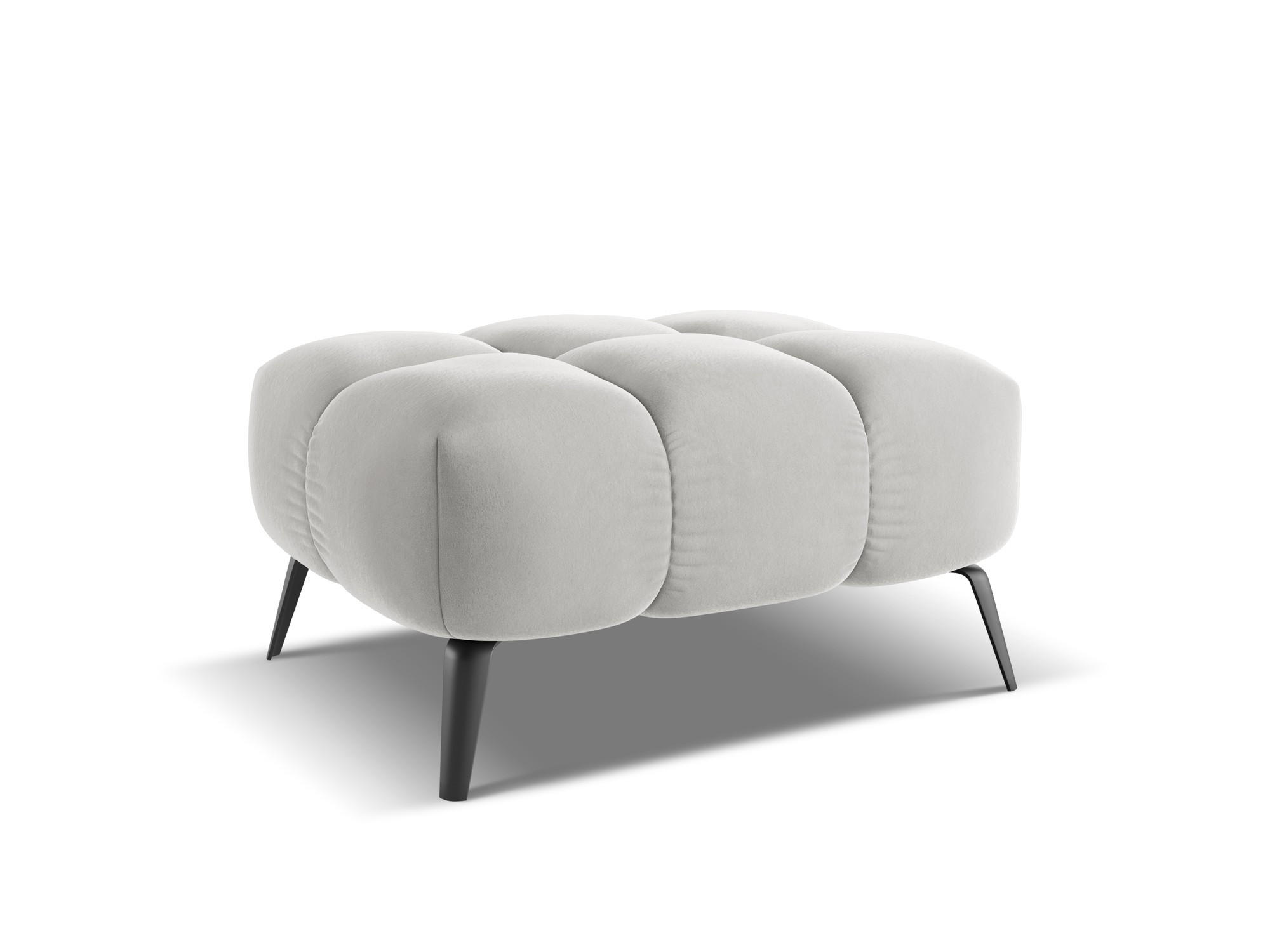 POUF Samt Stoff Grau - Silberfarben/Schwarz, Textil/Metall (78/41/60cm) - Makamii
