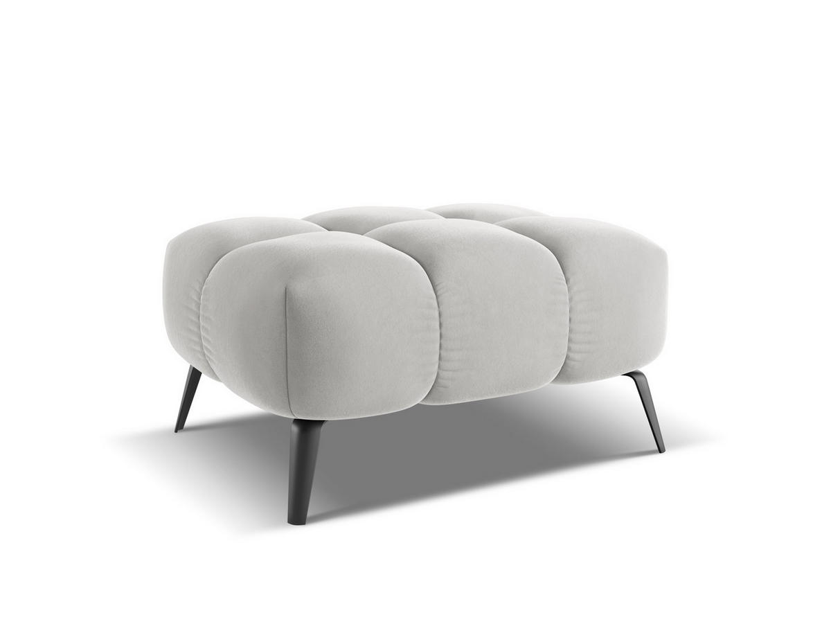 POUF Samt Stoff Grau - Silberfarben/Schwarz, Textil/Metall (78/41/60cm) - Makamii