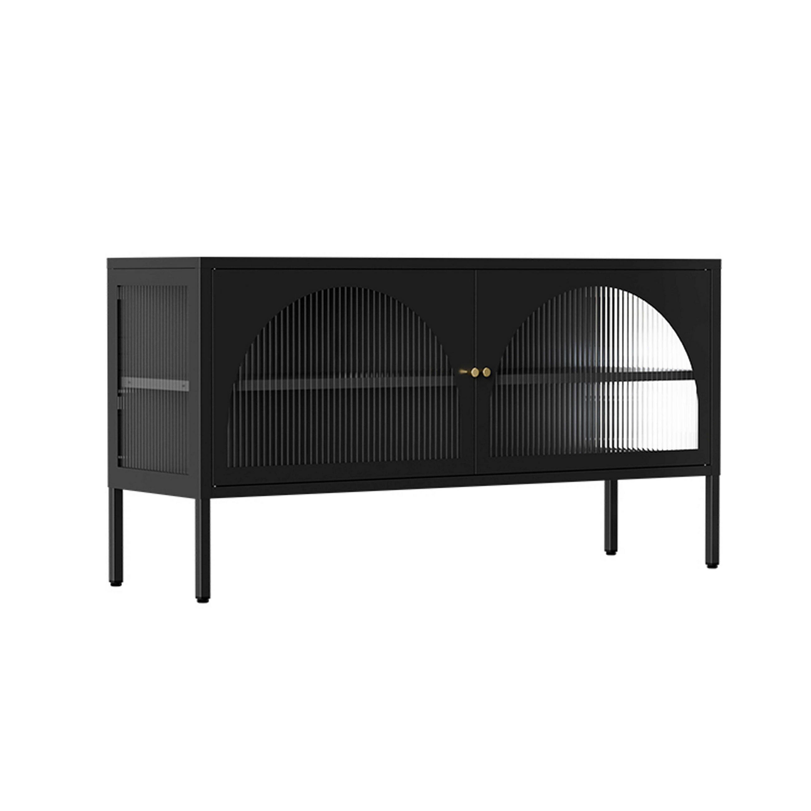 TV-SCHRANK 115 cm, Schwarz - Schwarz, Metall (35/60/115cm) - Oviala