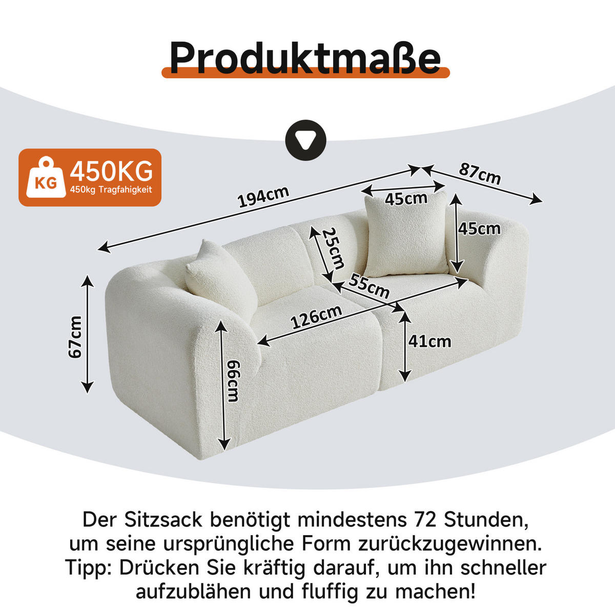 2-SITZER 193/87/67 cm beige aus Samtstoff mit 2 Kissen - Beige, Textil (87/67/193cm) - OKWISH