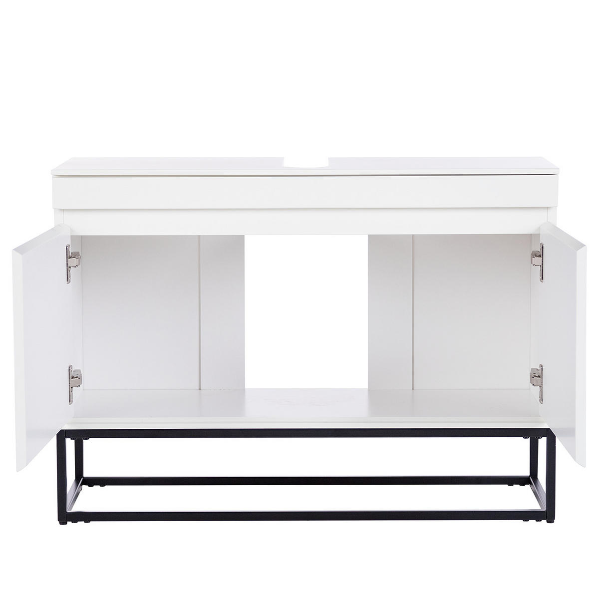 WASCHBECKENUNTERSCHRANK - Schwarz/Weiß, Holzwerkstoff/Metall (80/57/30cm) - home24