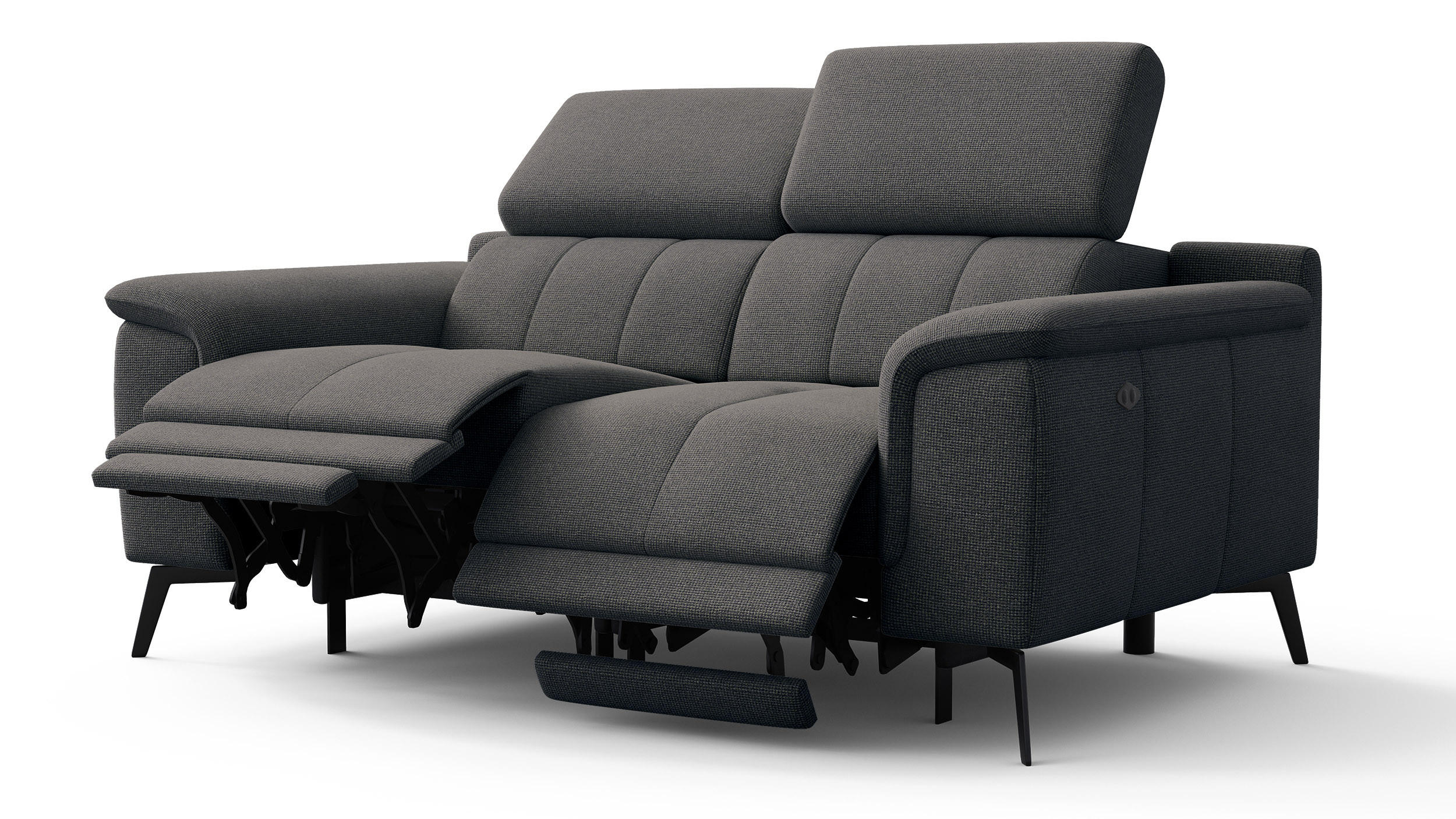 RELAXSOFA FIERO 2-Sitzer mit 2 Relaxfunktionen, dunkelgrau - Dunkelgrau/Schwarz, Holzwerkstoff/Textil (170/82/103cm) - Courtois Laville