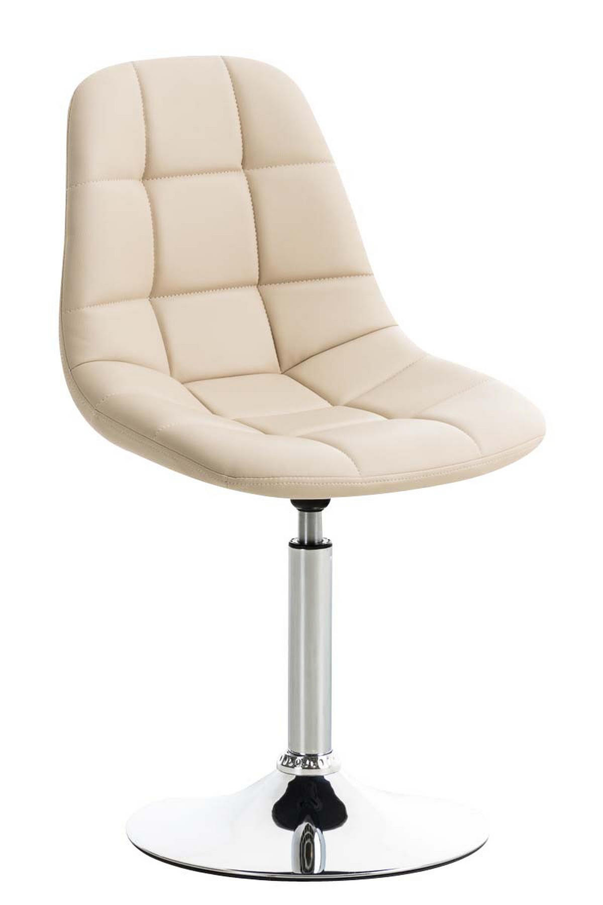 STUHL OSKAR Kunstleder 84x48x52 cm creme Kunstleder Metall in Chromoptik - Creme, Leder/Metall (48/84/52cm) - DELUKE