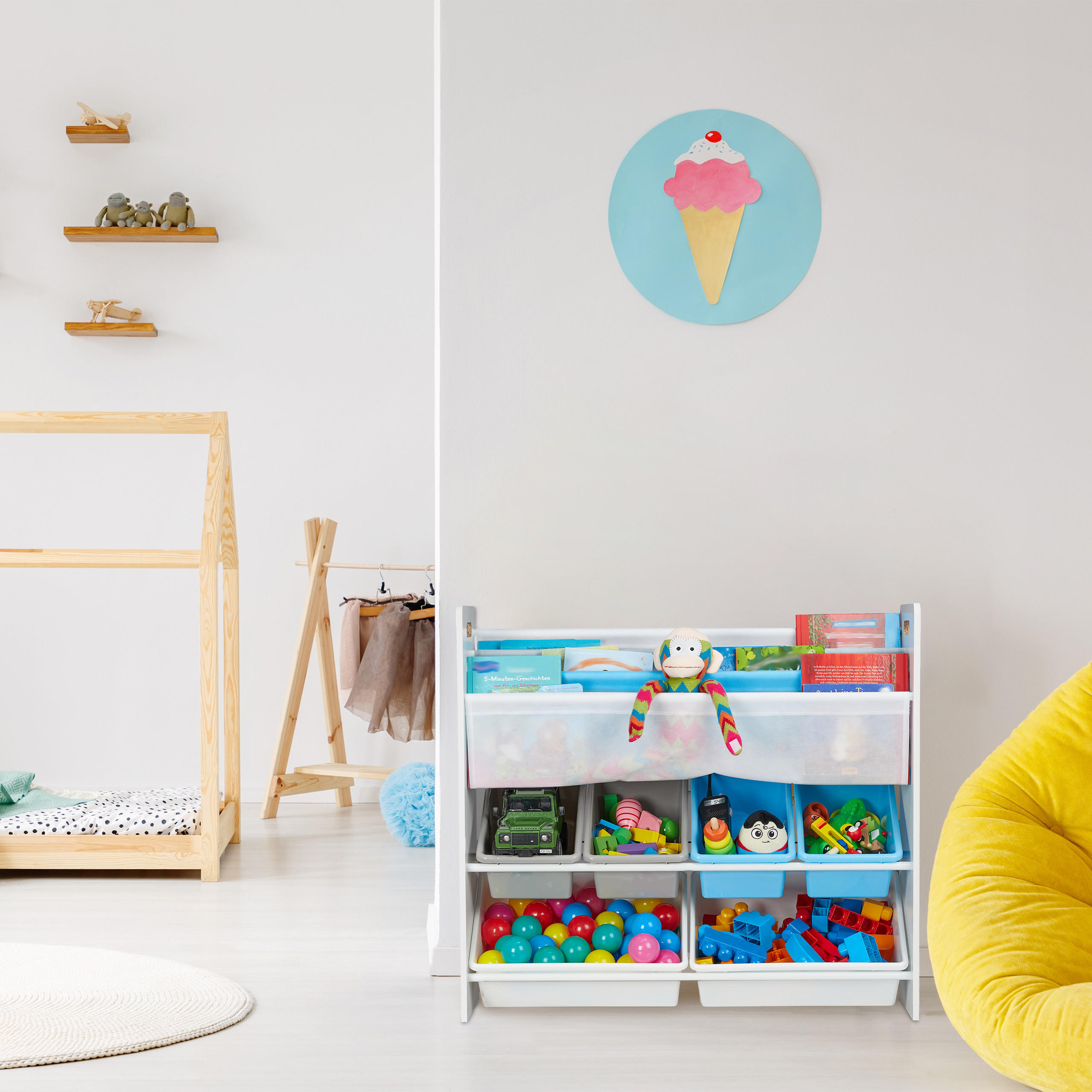 KINDERREGAL - Multicolor, Holzwerkstoff/Kunststoff (86/78/26.5cm) - Relaxdays