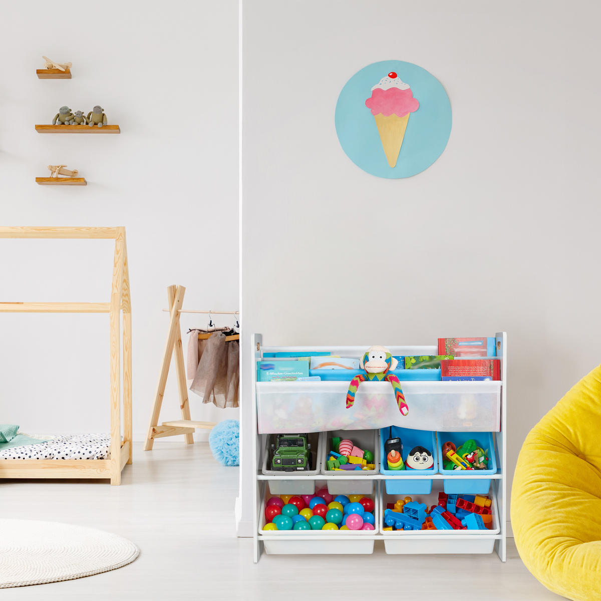 KINDERREGAL - Multicolor, Holzwerkstoff/Kunststoff (86/78/26.5cm) - Relaxdays