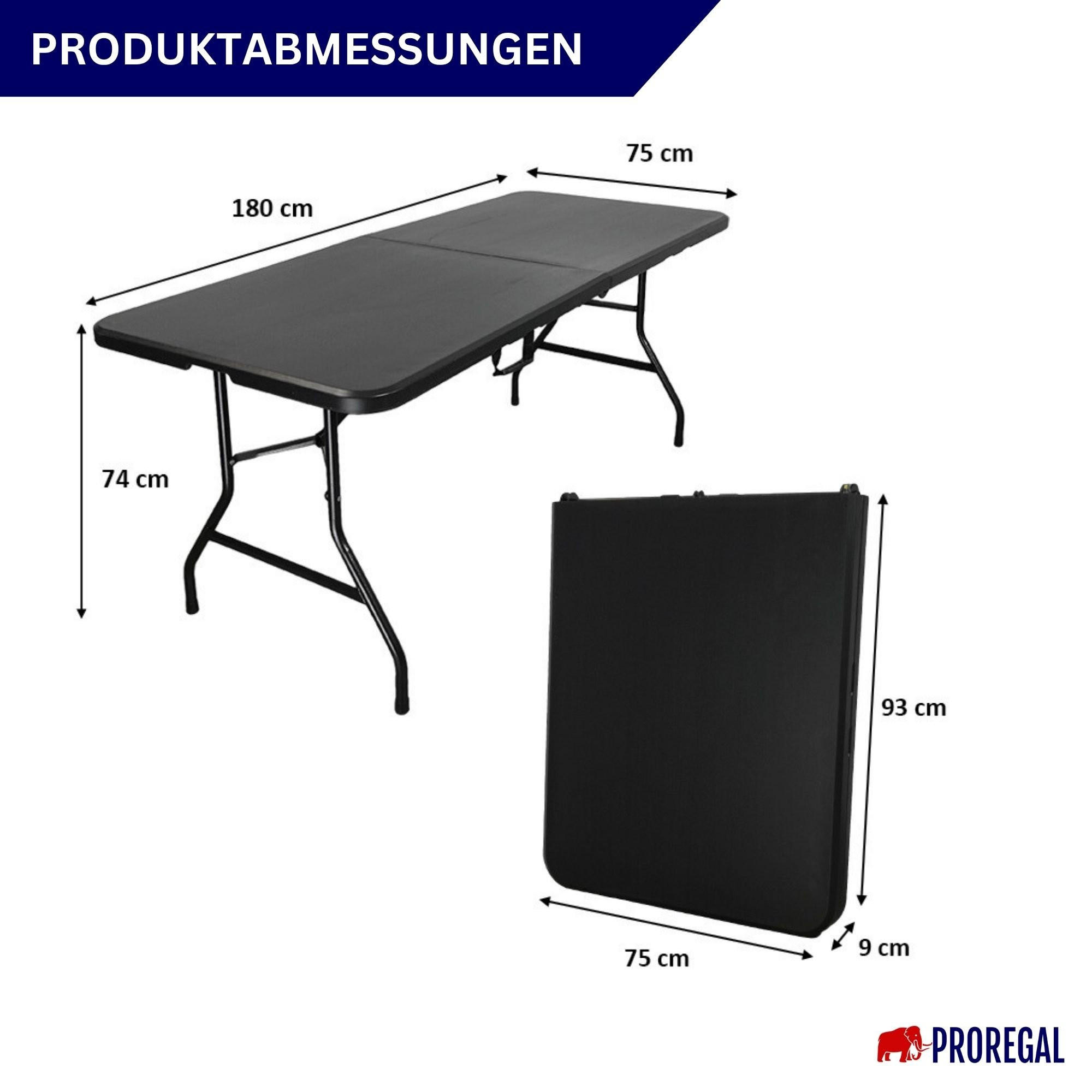 BUFFETTISCH klappbar 180x75cm 8 Personen Kunststoff Schwarz - Schwarz, Kunststoff (75/180/74cm) - CHEFGASTRO