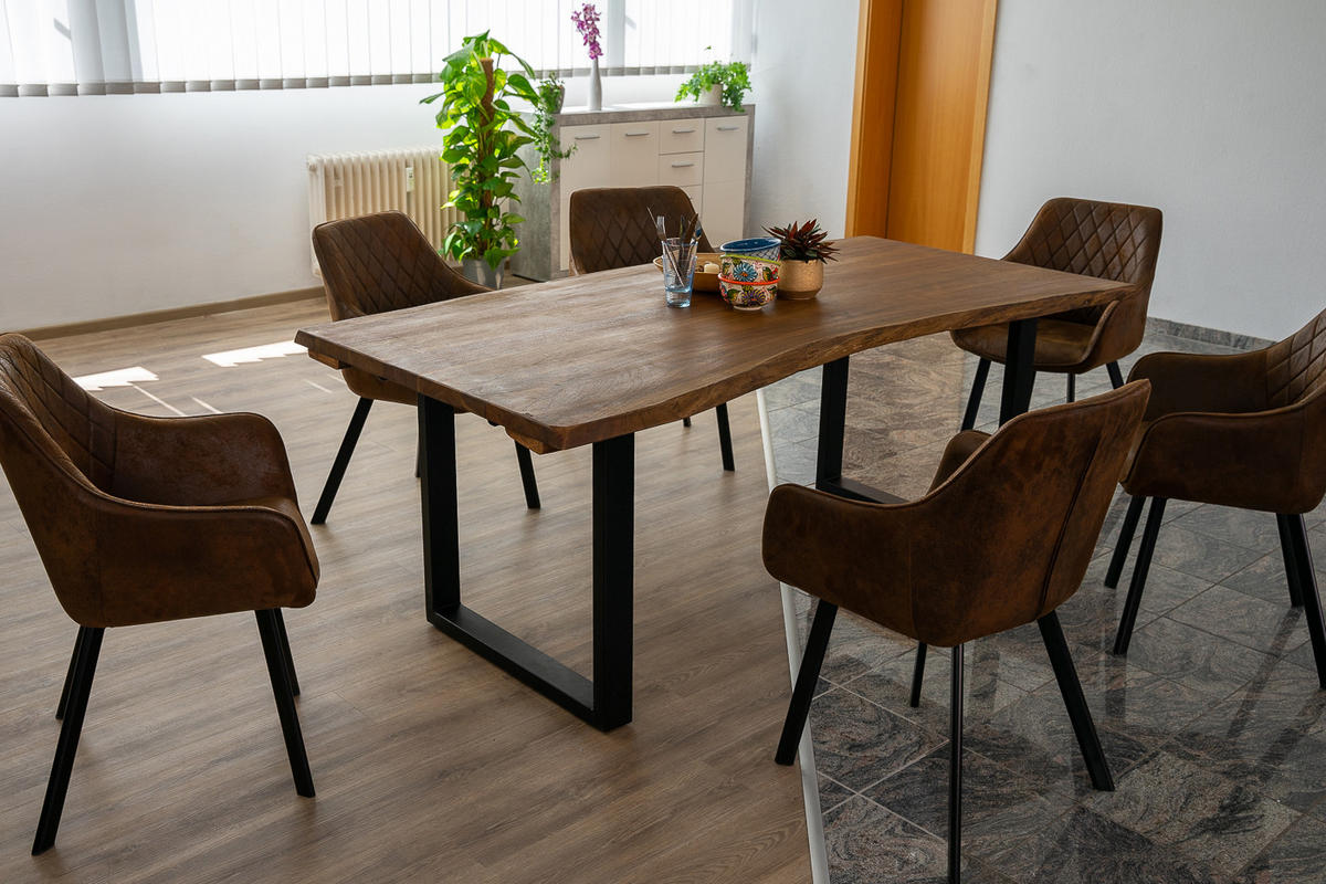 ESSTISCH BARCELONA - Nussbaumfarben/Walnussfarben, Holz/Metall (90/180/77cm) - SAM